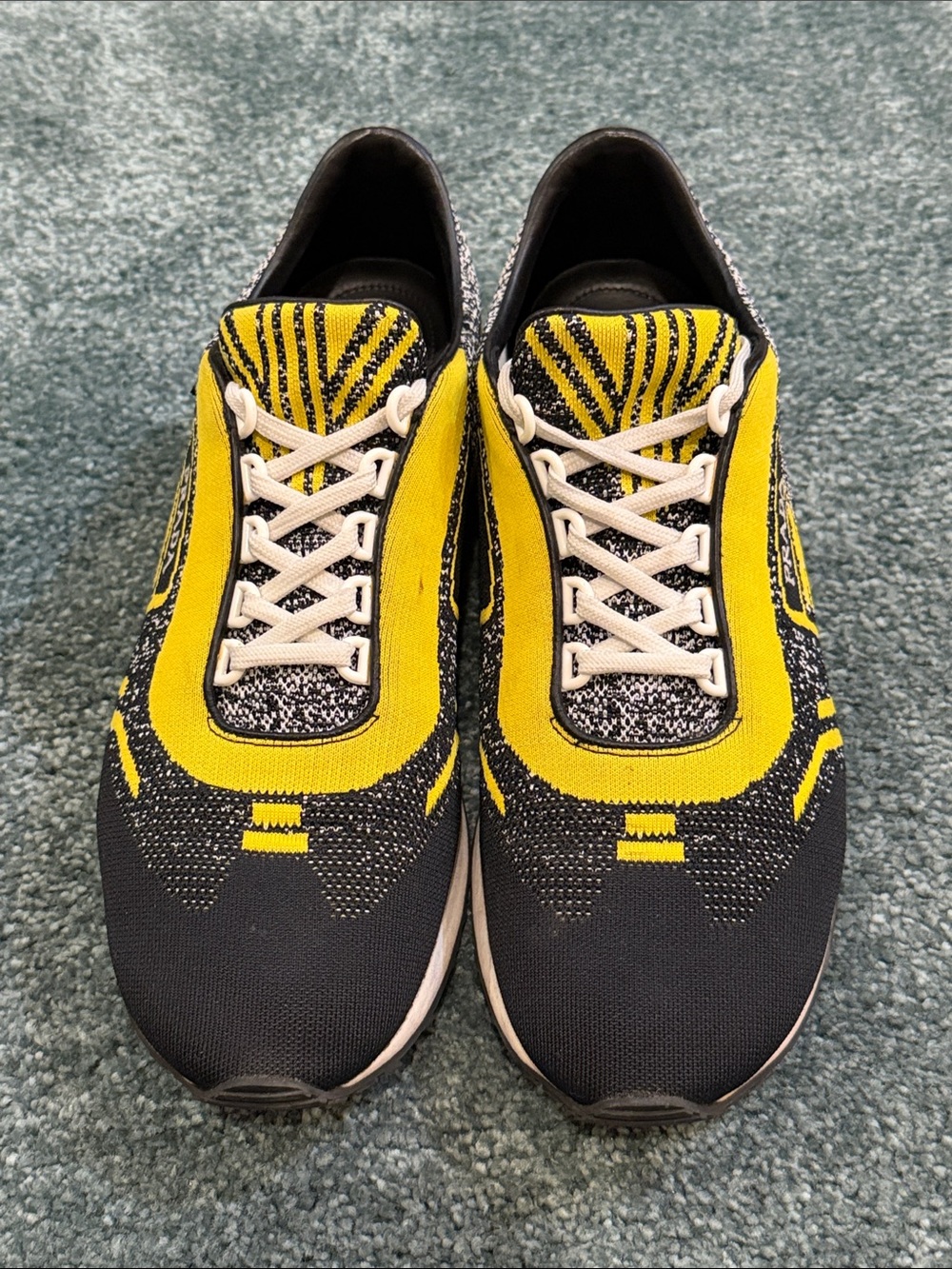 Prada Knit Jacquard Fabric Low 'Nero Giallo' sneakers. Gently used